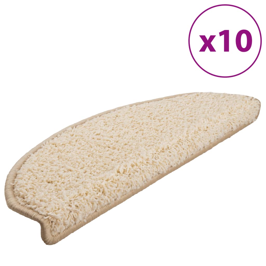 Mattes d'escalier Vidaxl 10 PCS 65x21x4 cm Crème -Colored