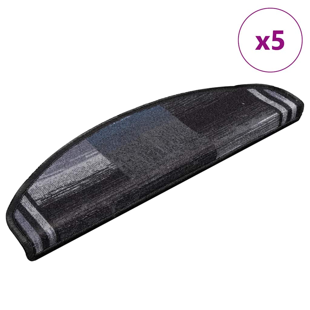 Vidaxl stair mats self -adhesive 5 st 65x21x4 cm black and gray