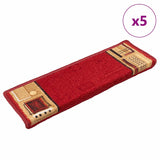 Vidaxl -Treppenmatten Selbstadhäsiv 5 ST 65x21x4 cm Rot