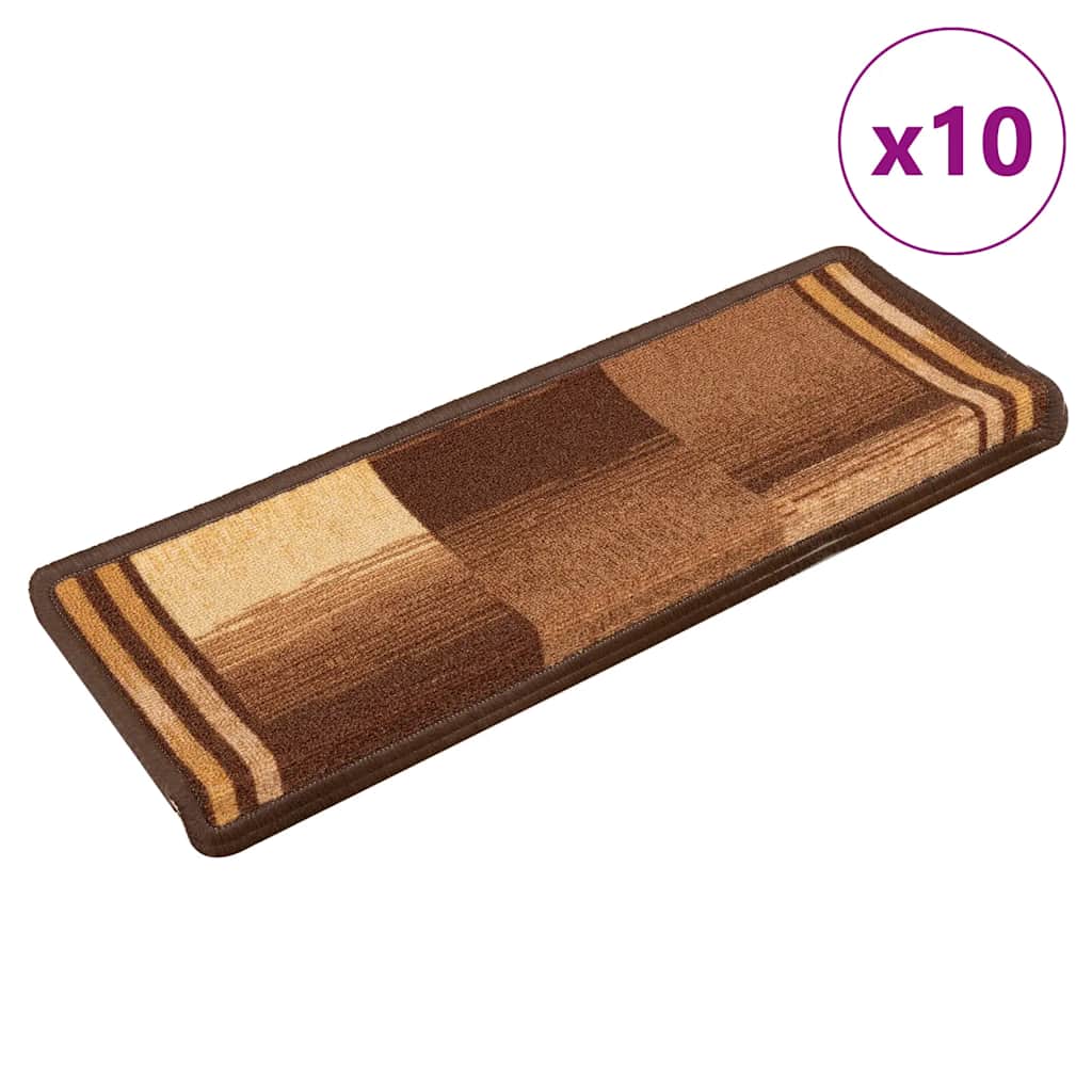 Vidaxl stair mats self -adhesive 10 pcs 65x21x4 cm brown