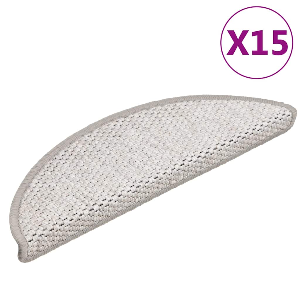 Vidaxl stair mats self-adhesive 15 st sisal look 56x17x3 cm Platina color