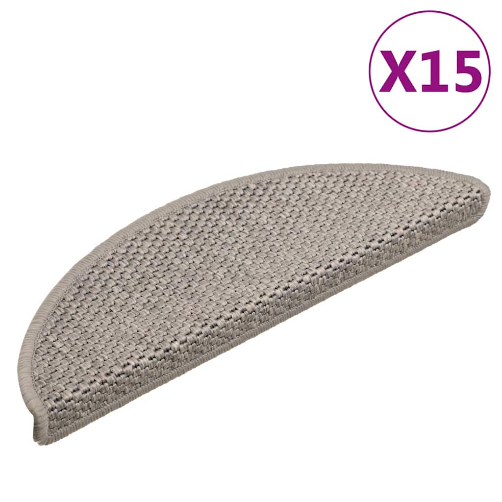 Vidaxl stair mats self-adhesive 15 st sisal look 56x17x3cm silver colored
