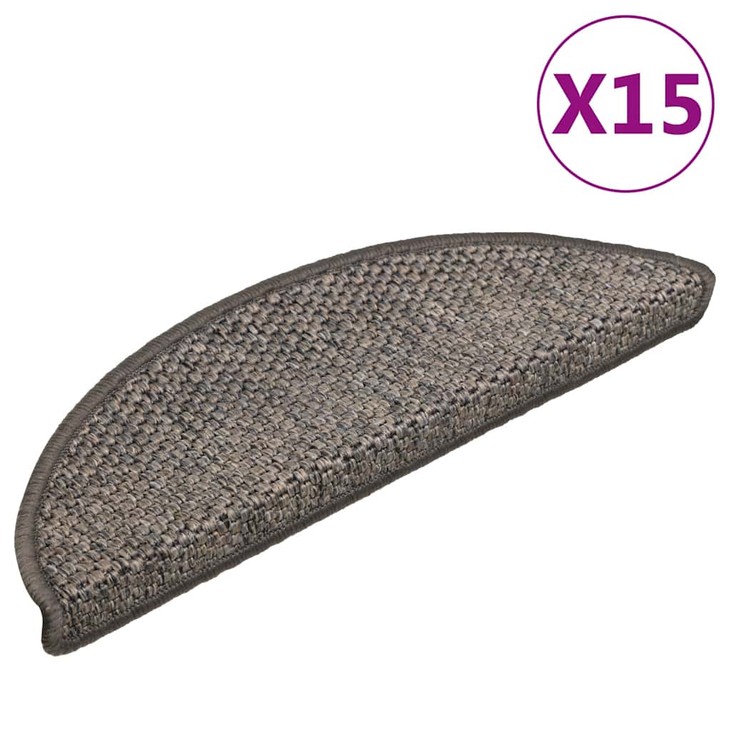 Vidaxl tappetini per scale autoadesiva 15 st sisal look 56x17x3 cm beige marrone