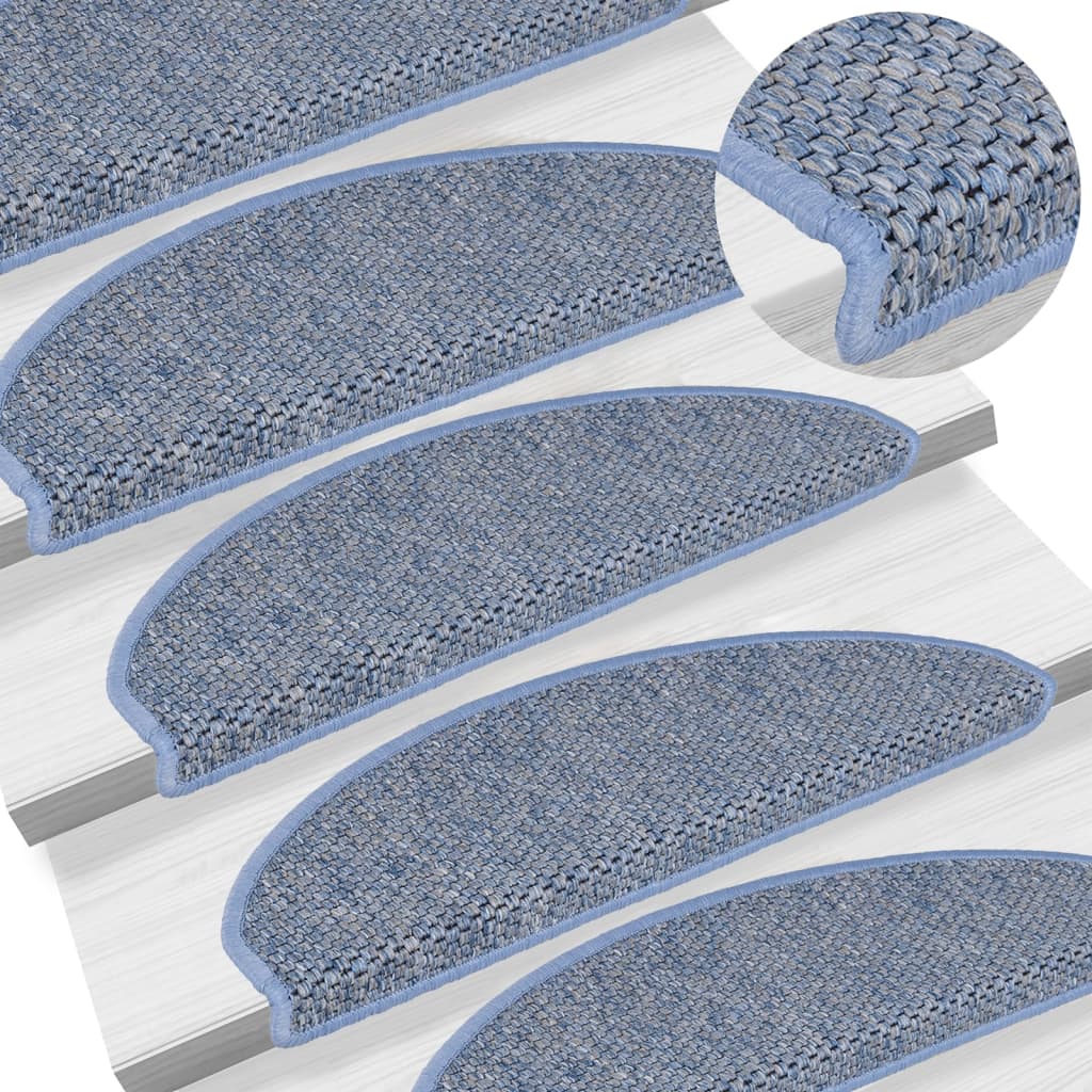 Vidaxl-Treppenmatten selbstklebend 15 St. Sisal Look 56x17x3 cm Blau