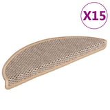 Vidaxl stair mats self-adhesive 15 st sisal look 56x17x3 cm light beige