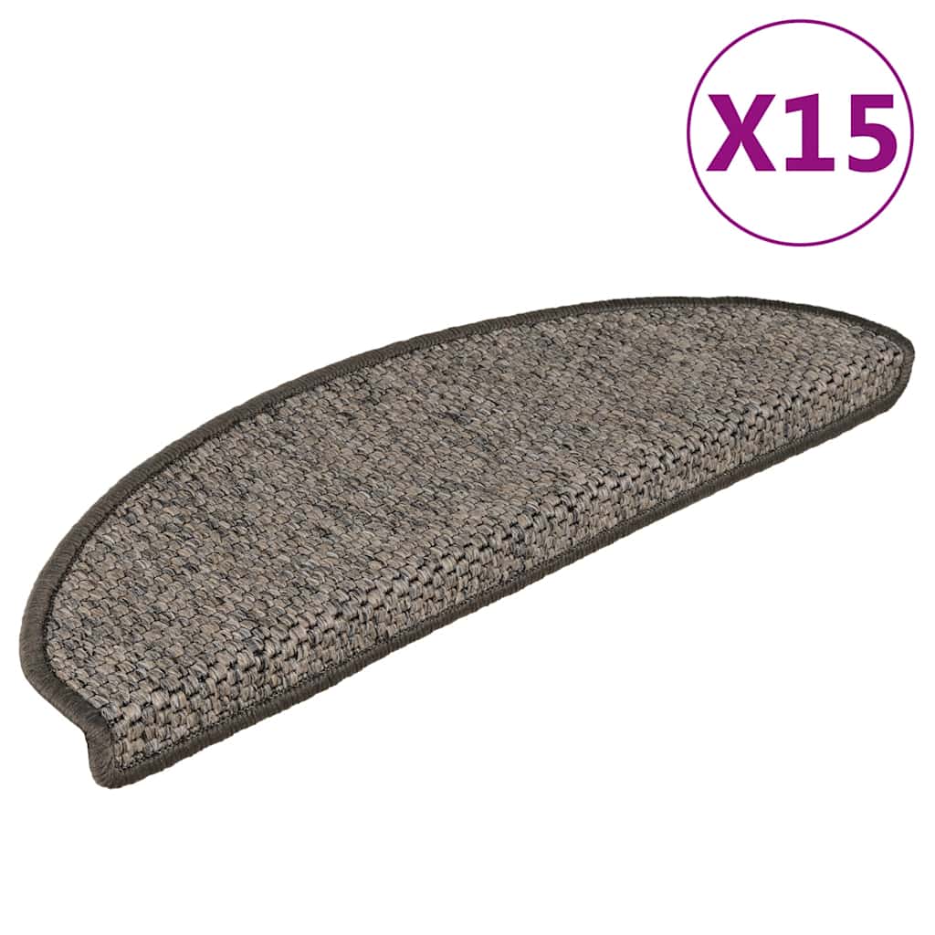 Vidaxl stair mats self-adhesive 15 st sisal look 65x21x4 cm brown beige