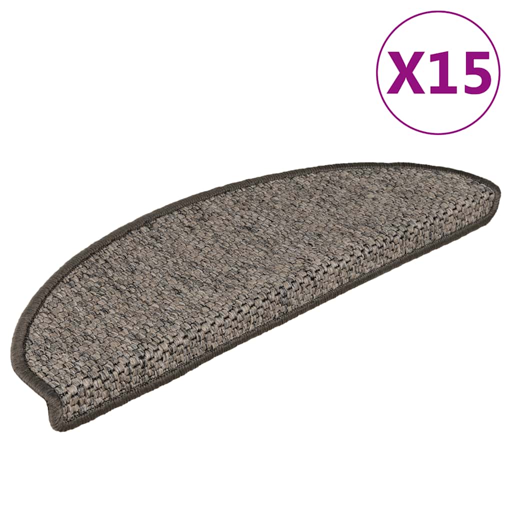 Vidaxl-Treppenmatten selbstklebend 15 St. Sisal Look 65x21x4 cm brauner Beige
