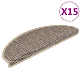 Vidaxl stair mats self-adhesive 15 st sisal look 65x21x4 cm dark beige