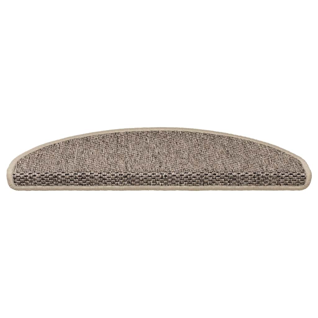 Vidaxl stair mats self-adhesive 15 st sisal look 65x21x4 cm dark beige