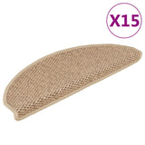 Vidaxl trappmattor självhäftande 15 st sisal look 65x21x4 cm sandfärgad