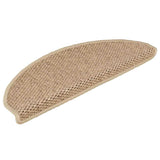 Vidaxl trappmattor självhäftande 15 st sisal look 65x21x4 cm sandfärgad