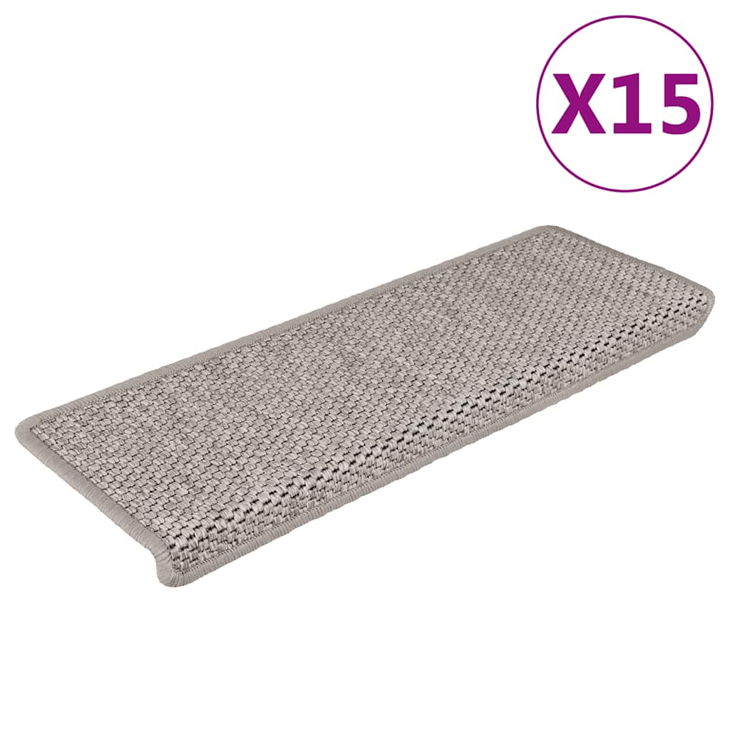Vidaxl stair mats self-adhesive 15 st sisal look 65x21x4cm silver colored