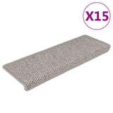Vidaxl stair mats self-adhesive 15 st sisal look 65x21x4cm silver colored