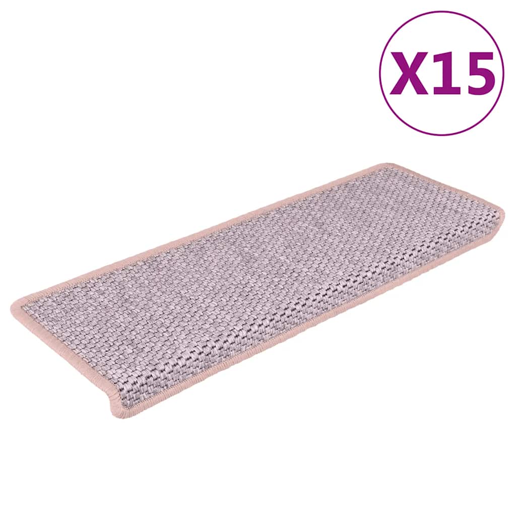 Vidaxl tappetini per autoadesivi 15 St sisal look 65x21x4 cm rosa