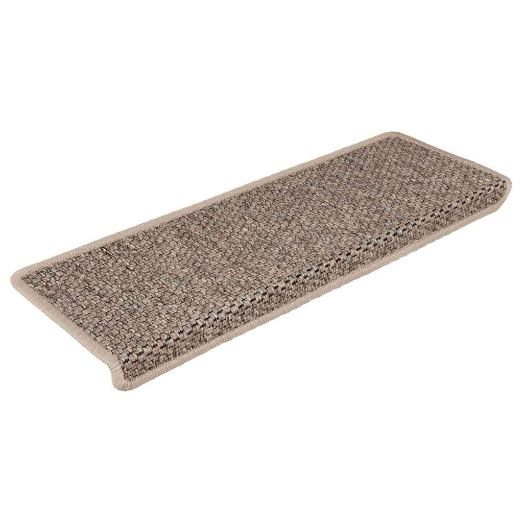 Vidaxl stair mats self-adhesive 15 st sisal look 65x21x4 cm dark beige