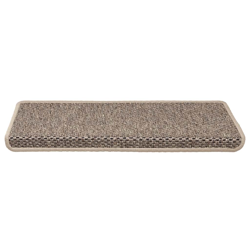 Vidaxl stair mats self-adhesive 15 st sisal look 65x21x4 cm dark beige