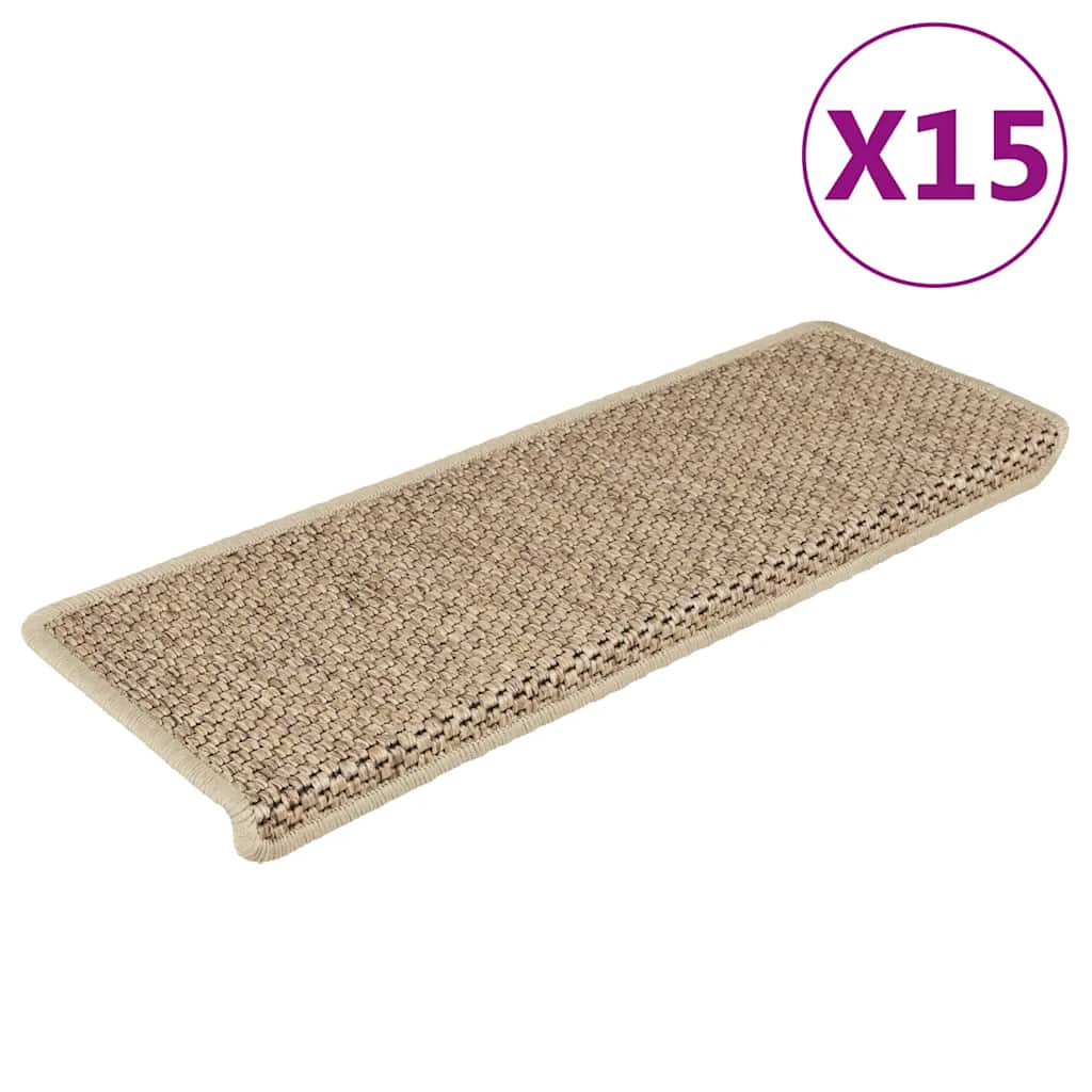 Vidaxl Stair Maty samoprzylepne 15 St Sisal Look 65x21x4 cm w kolorze piaskowym