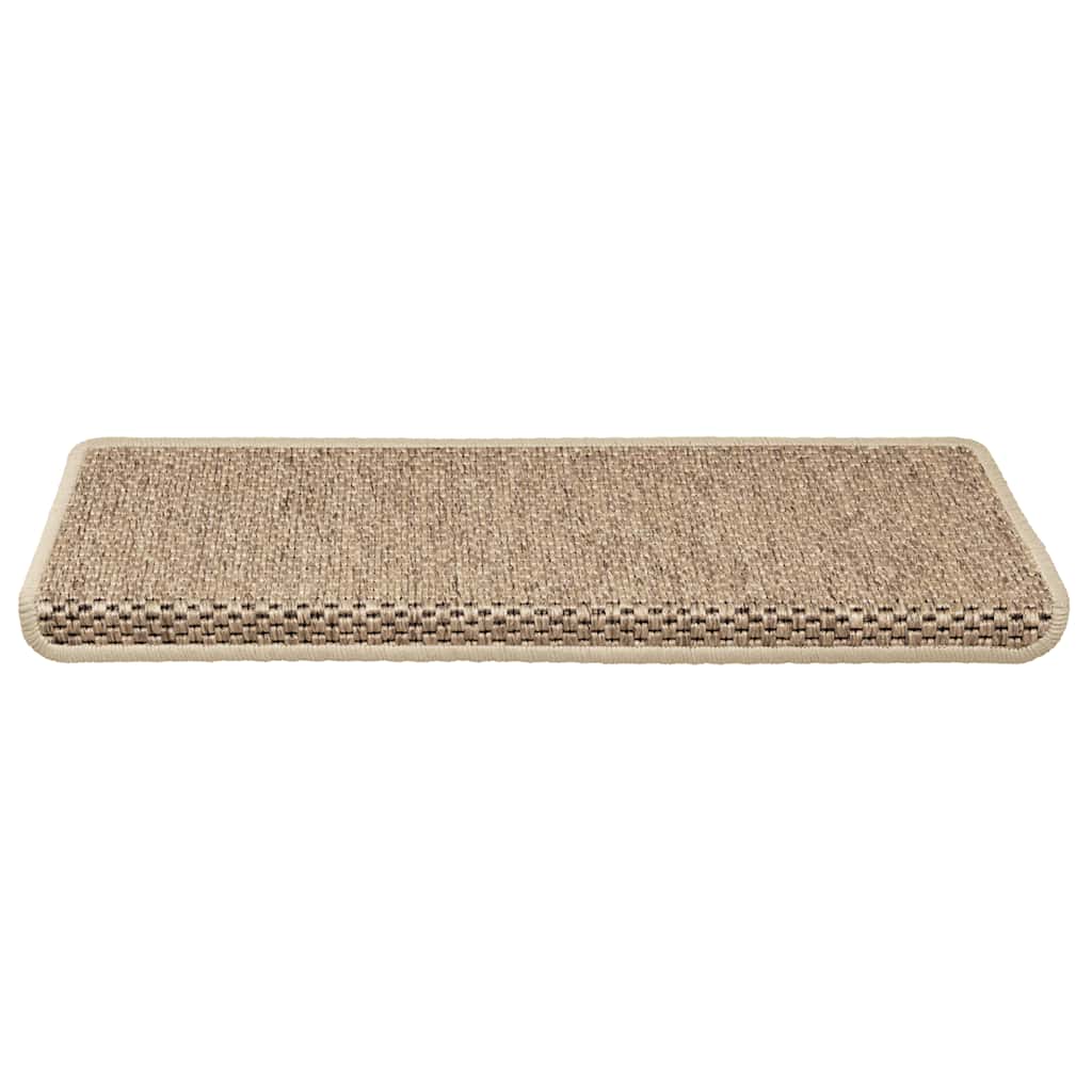 Vidaxl Stair Mats Selflezivni 15 St Sisal Look 65x21x4 cm peščeno obarvano