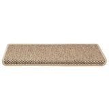Vidaxl Stair Mats Selflezivni 15 St Sisal Look 65x21x4 cm peščeno obarvano
