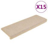 Vidaxl Stair Mats Samolepilni 15 St Sisal Look 65x21x4 cm smetana