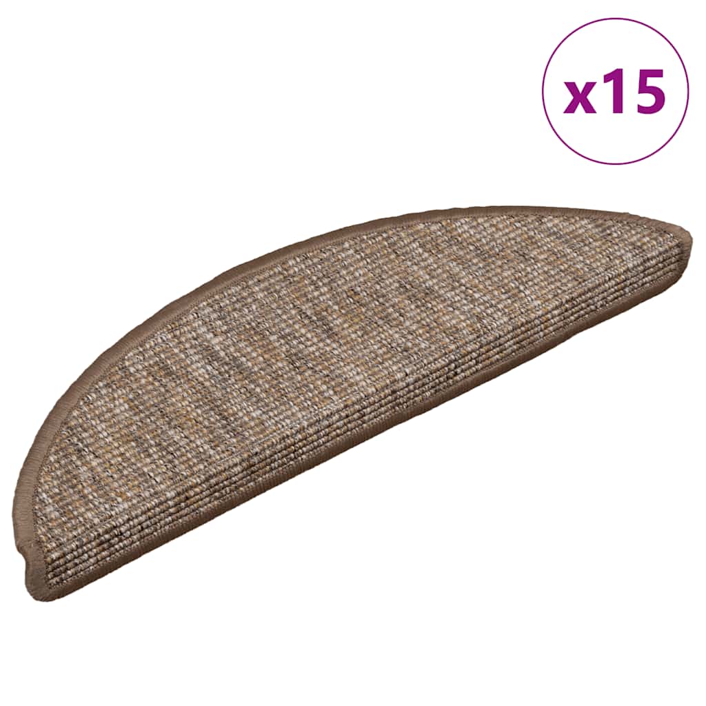 Vidaxl stair mats 15 st 56x17x3 cm light brown hemisphere