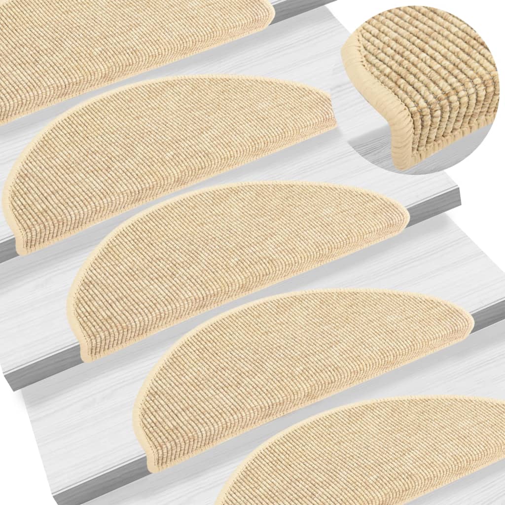 Vidaxl stair mats self-adhesive 15 st sisal look 65x21x4 cm beige