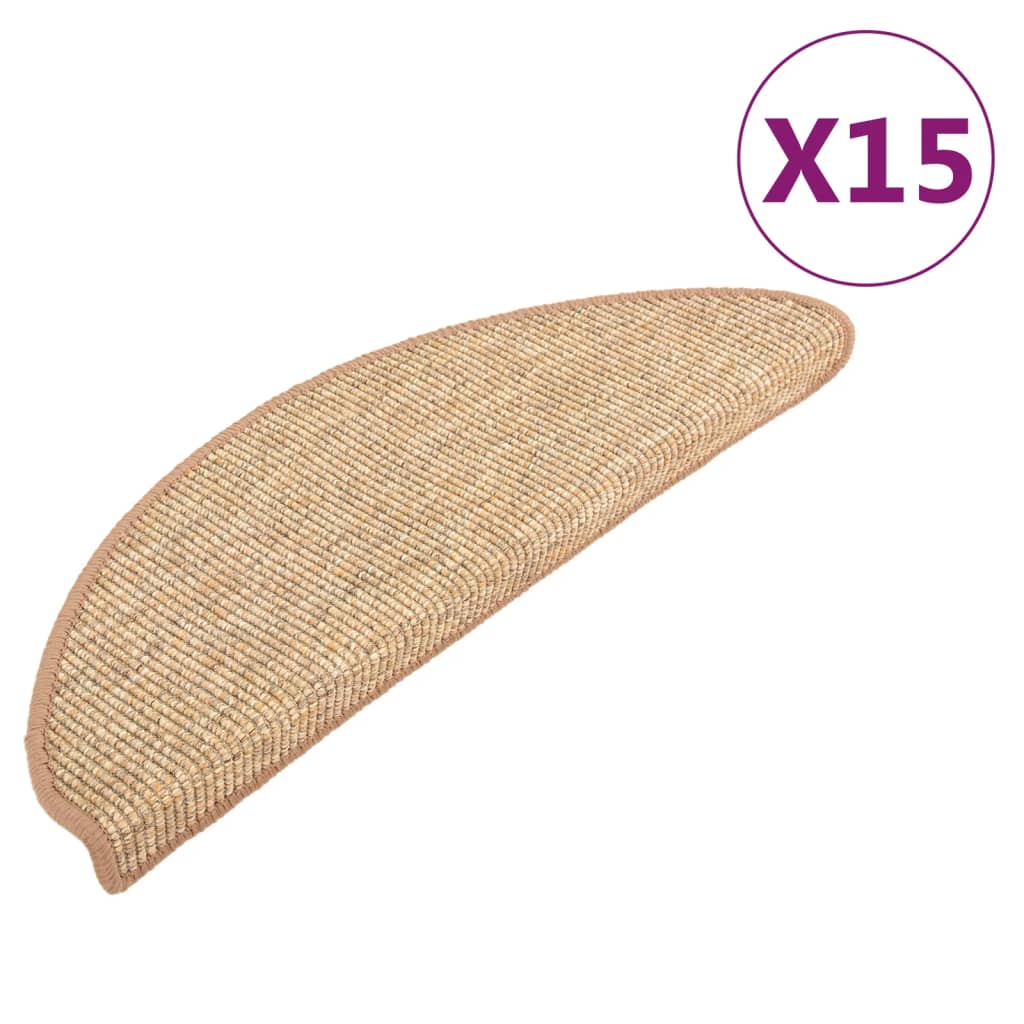 Esteras de escalera de Vidaxl autoadhesivo 15 st 65x21x4 cm marrón claro