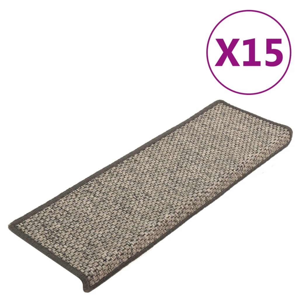 Vidaxl stair mats self -adhesive 15 st 65x21x4 cm gray and beige