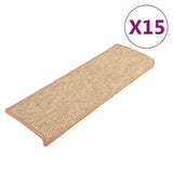 Vidaxl stair mats self -adhesive 15 st 65x21x4 cm light brown