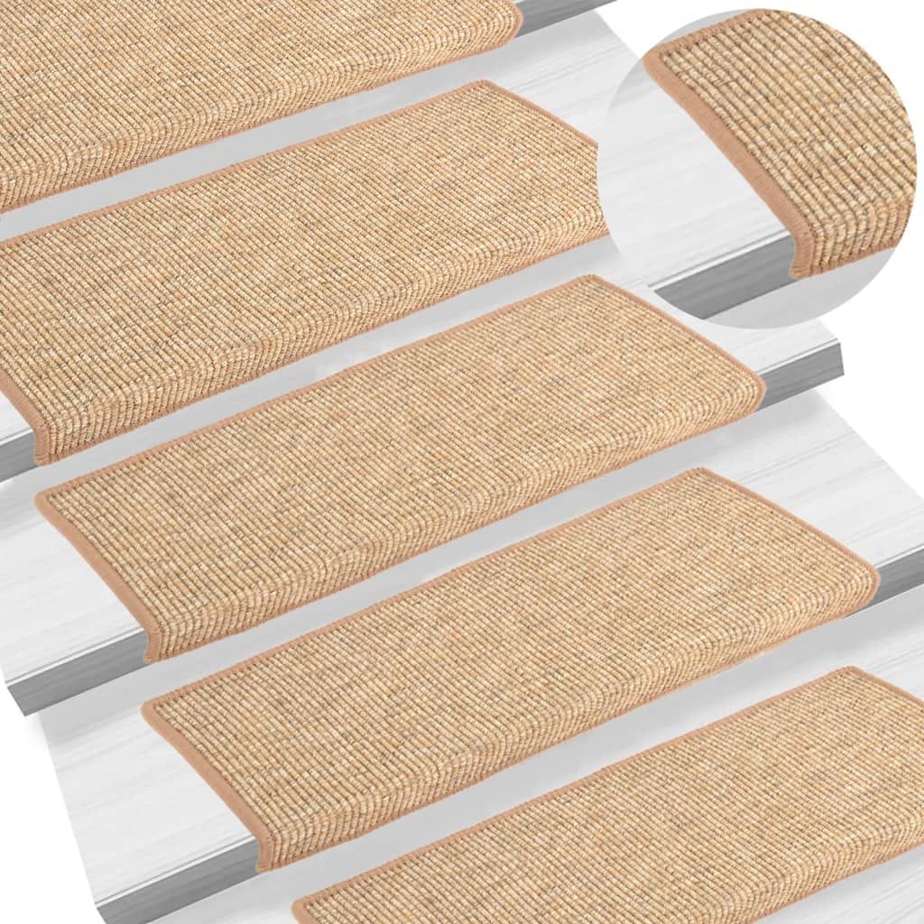 Vidaxl stair mats self -adhesive 15 st 65x21x4 cm light brown
