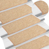 Vidaxl stair mats self -adhesive 15 st 65x21x4 cm light brown