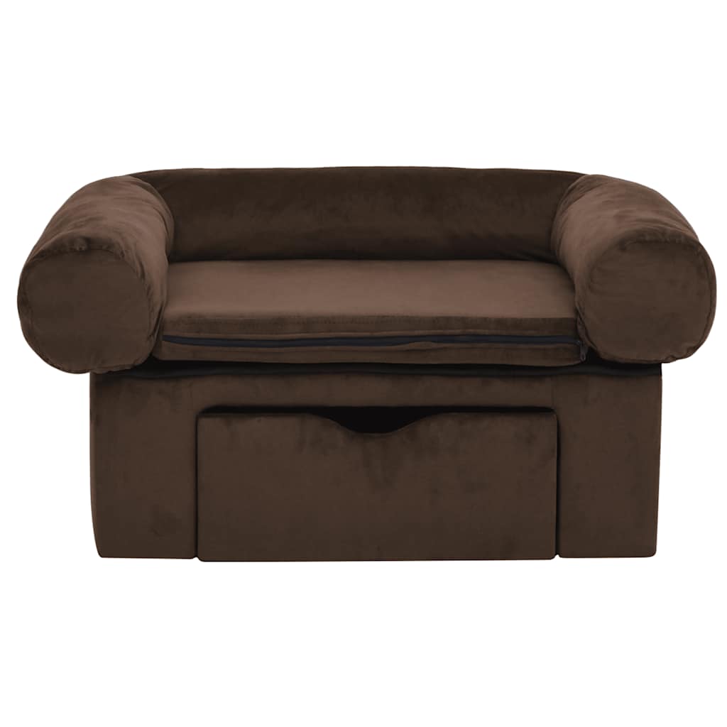 VidaXL dog bank with drawer 75x50x38 cm plush brown