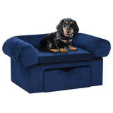 VidaXL dog bank with drawer 75x50x38 cm plush blue