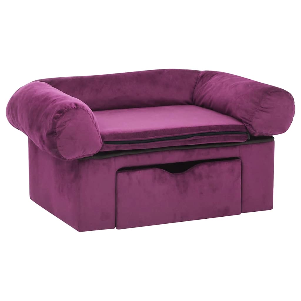 VidaXL dog bank with drawer 75x50x38 cm Plush Bordeaux red