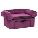 VidaXL dog bank with drawer 75x50x38 cm Plush Bordeaux red