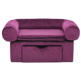 VidaXL dog bank with drawer 75x50x38 cm Plush Bordeaux red