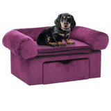 VidaXL dog bank with drawer 75x50x38 cm Plush Bordeaux red