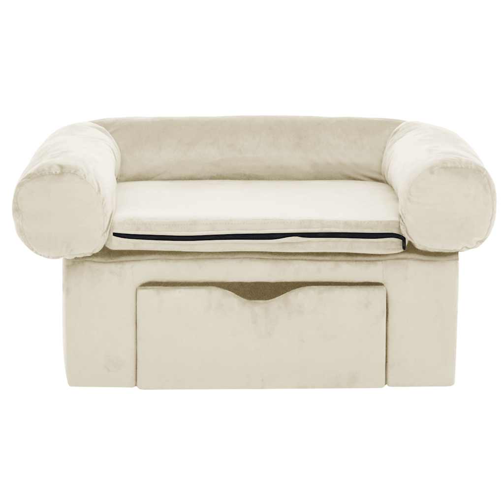 VidaXL dog bank with drawer 75x50x38 cm Plush cream -colored