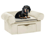 VidaXL dog bank with drawer 75x50x38 cm Plush cream -colored