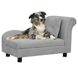 VidaXL Dog Bank With Cushion 83x44x44 Cm Plush Gray