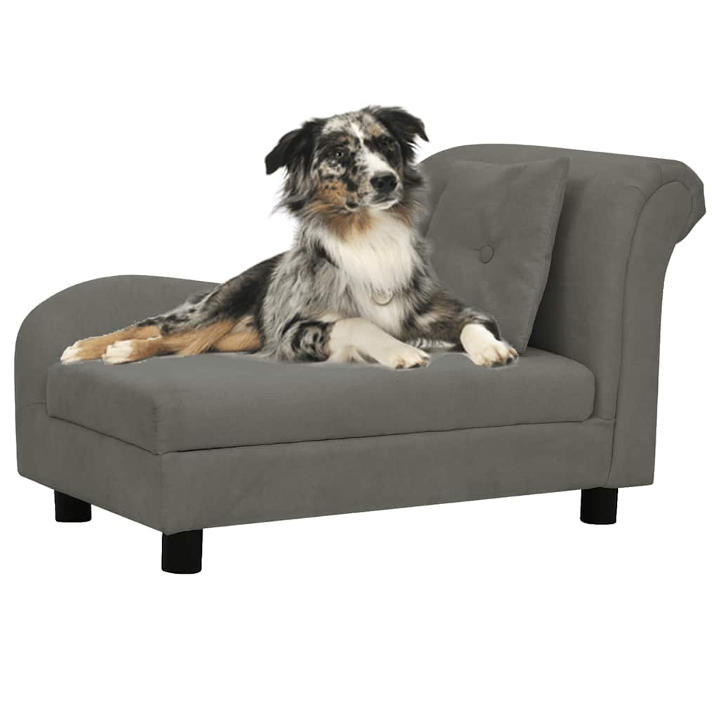 VidaXL Dog Bank With Cushion 83x44x44 Cm Plush Dark Gray