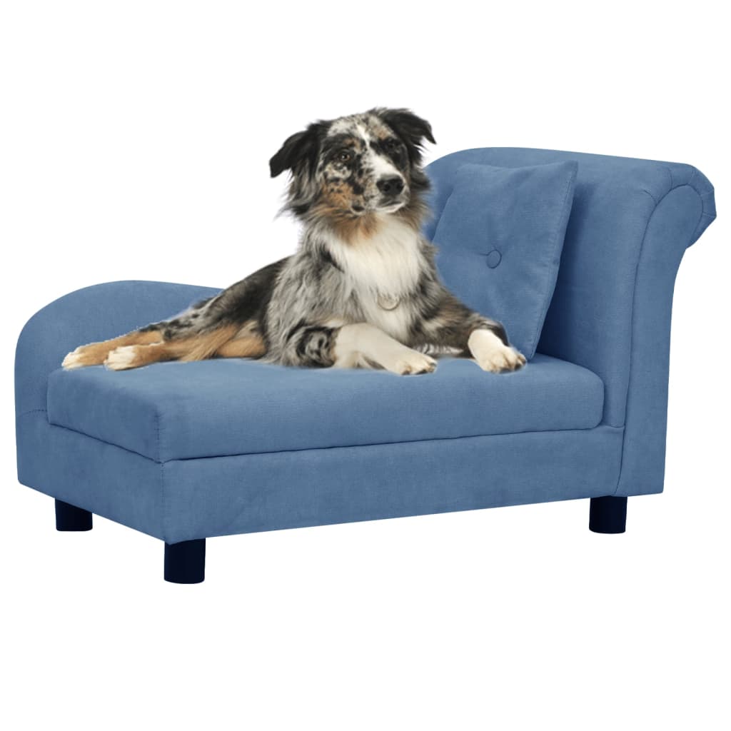 VidaXL Dog Bank With Cushion 83x44x44 Cm Plush Blue
