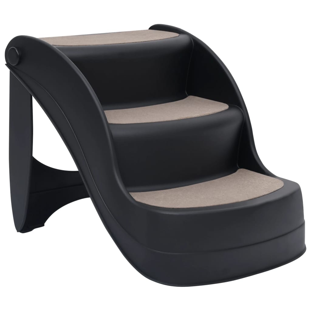 Escalera de perro Vidaxl 3 pasos negros plegables