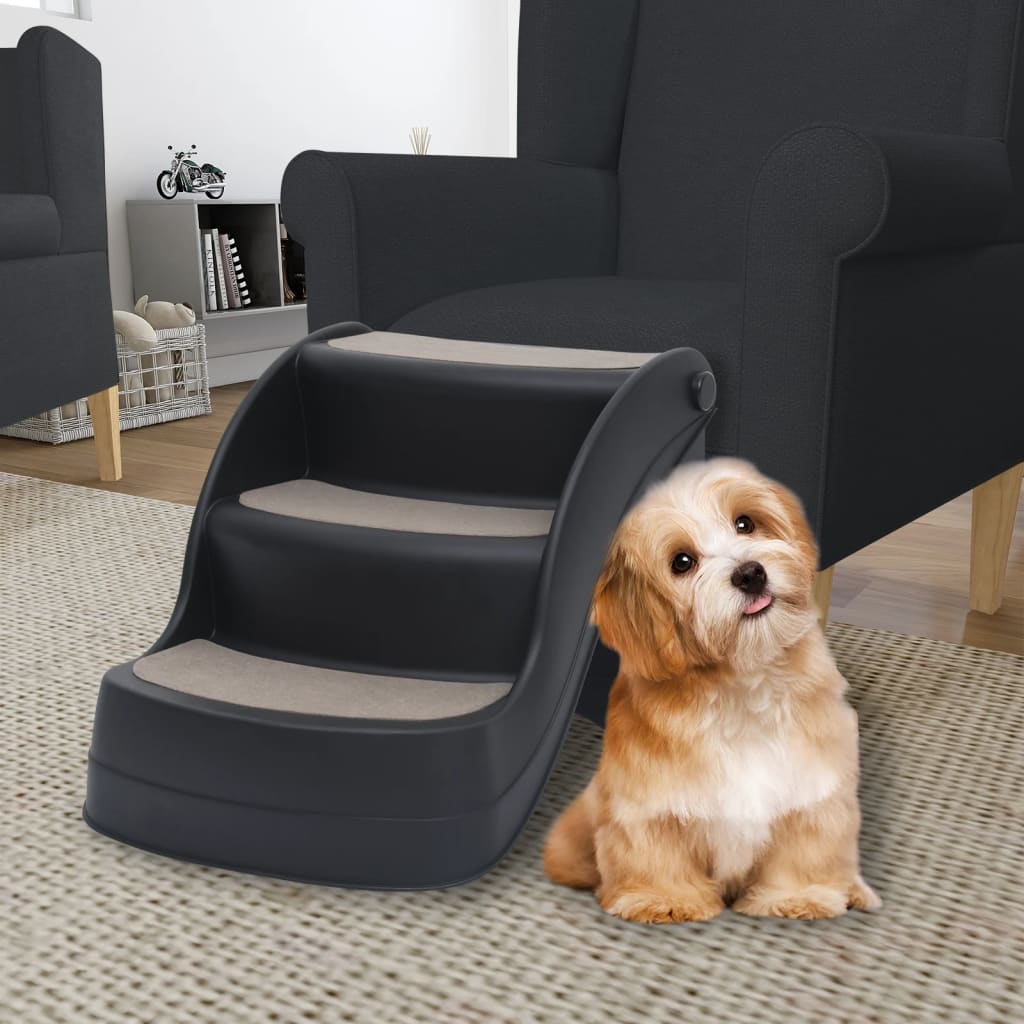 Escalera de perro Vidaxl 3 pasos negros plegables