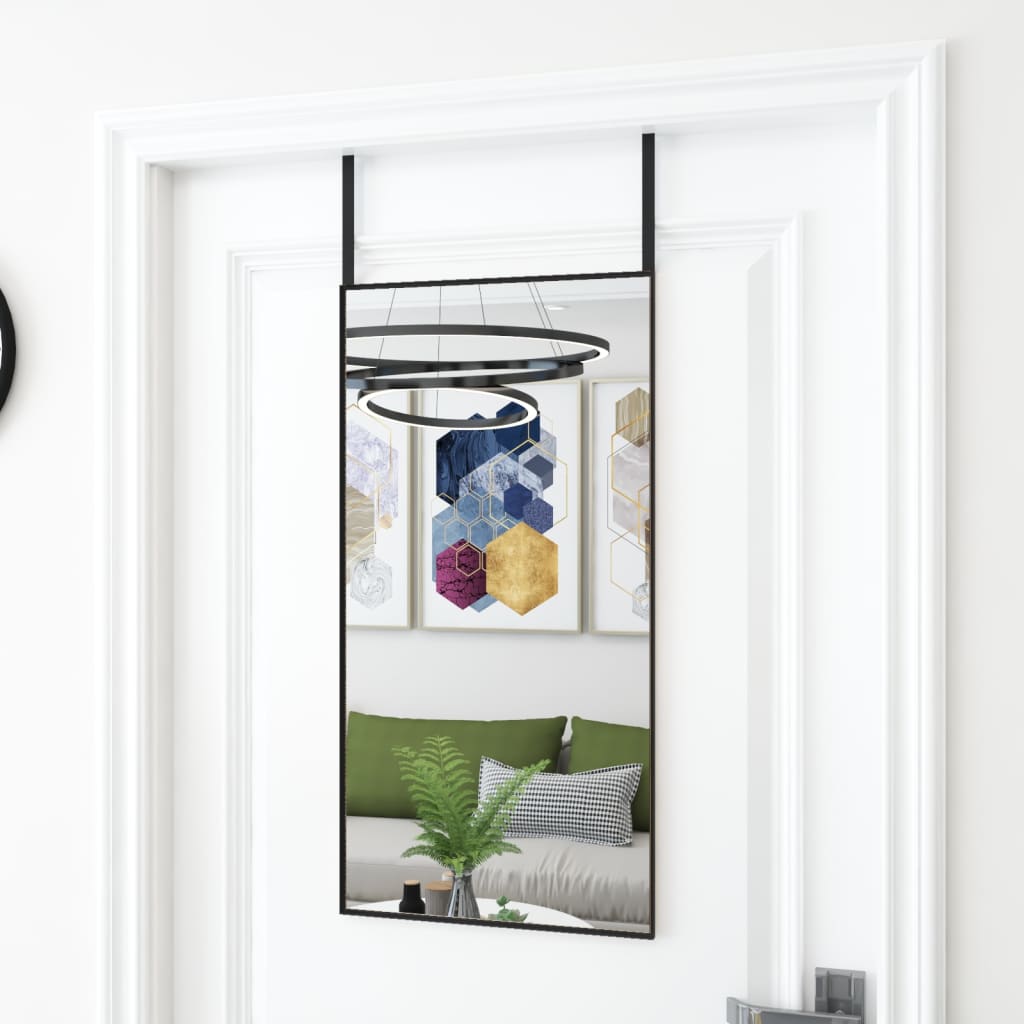 Vidaxl -Türspiegel 40x80 cm Glas und Aluminiumschwarz