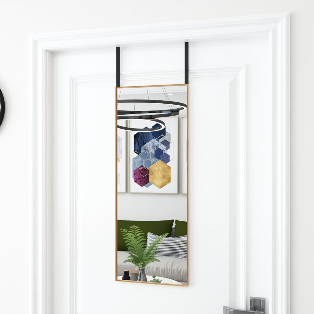 Miroir de porte vidaxl 30x80 cm en verre et en aluminium or de couleur