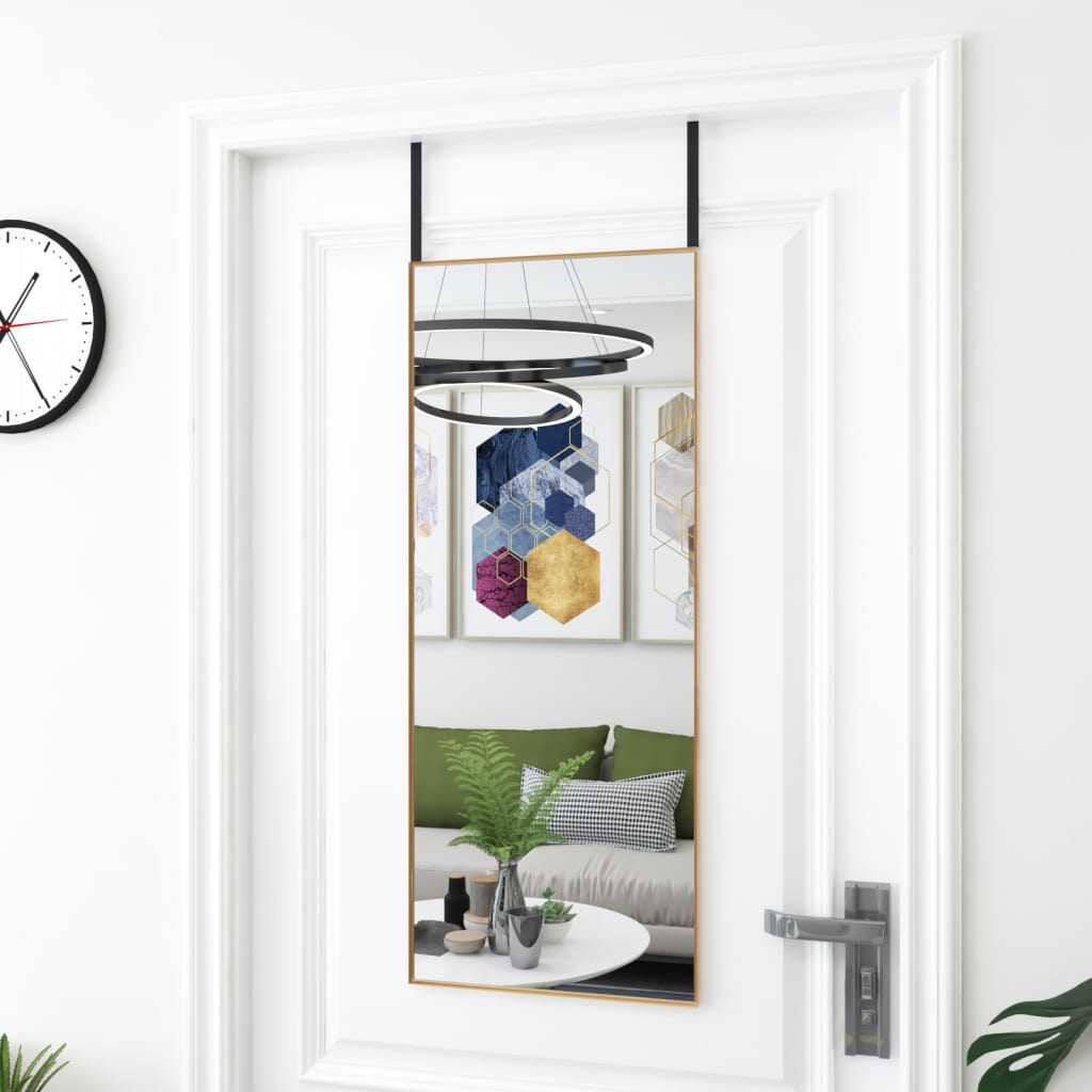 Vidaxl -Türspiegel 40x100 cm Glas und Aluminium Gold gefärbt