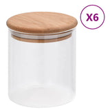 Vidaxl lagringspotter med bambus lokk 6 ST 600 ml glass