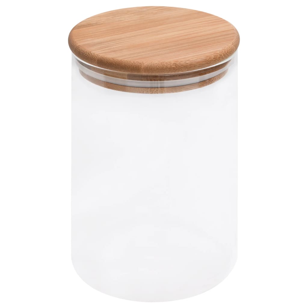 Vidaxl Storage pots with bamboo lids 4 st 800 ml of glass