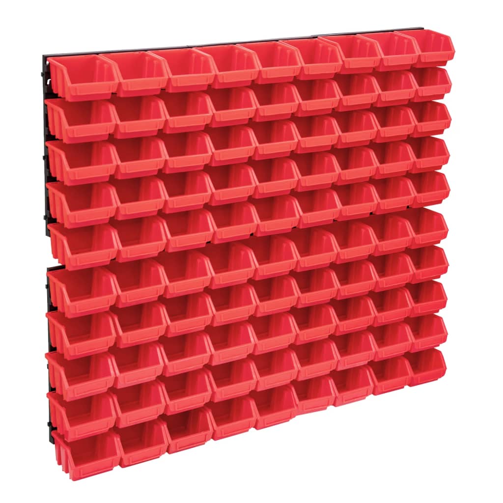 VidaXL 96-part storage set with wall panels red and black
